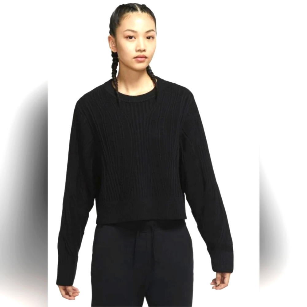 New Nike Yoga Sweatshirt LS Casual Black Top Medium